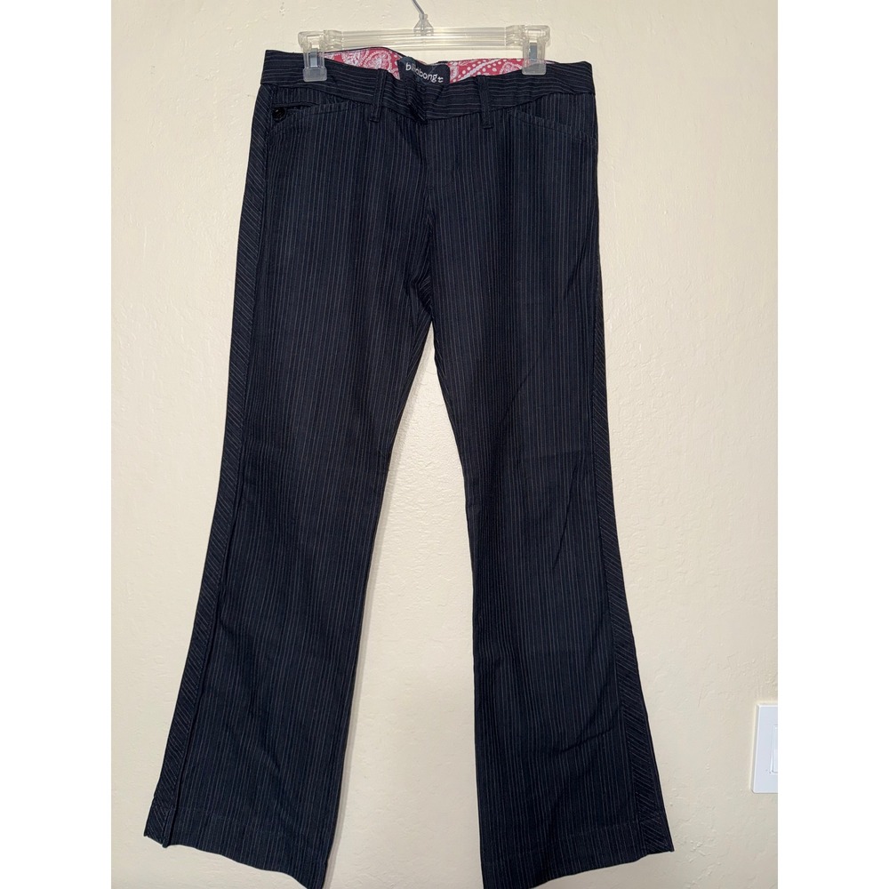 Billabong Womens Pinstripe Flare Pants Size 7 Dark Navy Business Casual Office‎